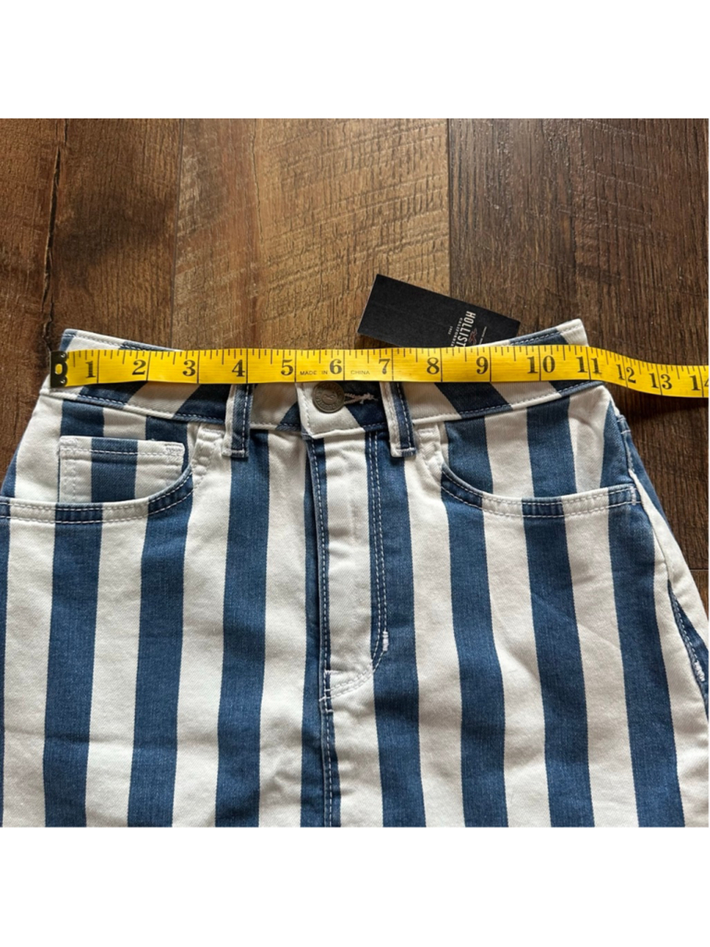 Women's Hollister Striped Denim Skirt Size 00 Blue White Summer - Picture 8 of 10